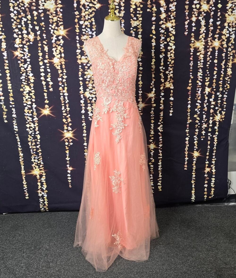 LAVETIR SZ 16 1X plus size peach orange embroidered MOB MOG maxi dress NEW 0B2
